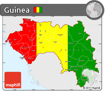 Flag Simple Map of Guinea, single color outside