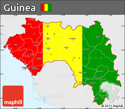 Flag Simple Map of Guinea, single color outside