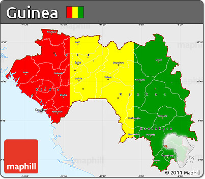 Flag Simple Map of Guinea, single color outside