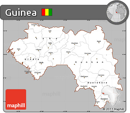 Gray Simple Map of Guinea, cropped outside