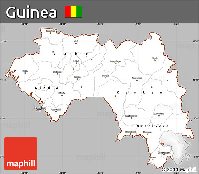 Gray Simple Map of Guinea, cropped outside