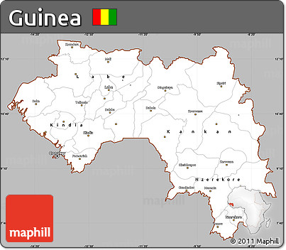 Gray Simple Map of Guinea, cropped outside