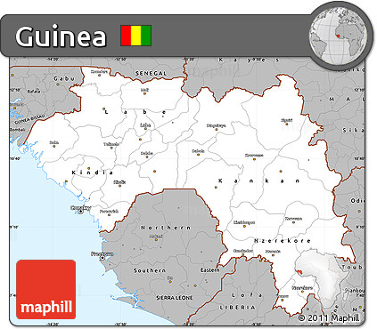 Gray Simple Map of Guinea