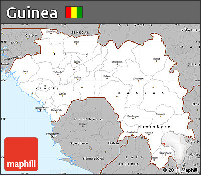 Gray Simple Map of Guinea