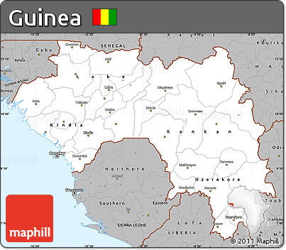 Gray Simple Map of Guinea