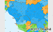 Political Shades Simple Map of Guinea, political outside