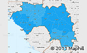 Political Shades Simple Map of Guinea, single color outside, borders and labels