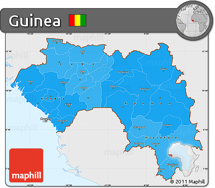 Political Shades Simple Map of Guinea, single color outside
