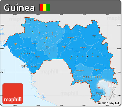 Political Shades Simple Map of Guinea, single color outside