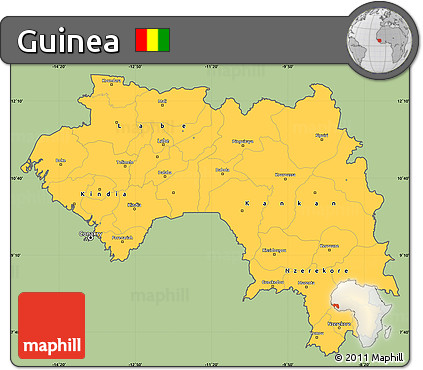 Savanna Style Simple Map of Guinea, cropped outside
