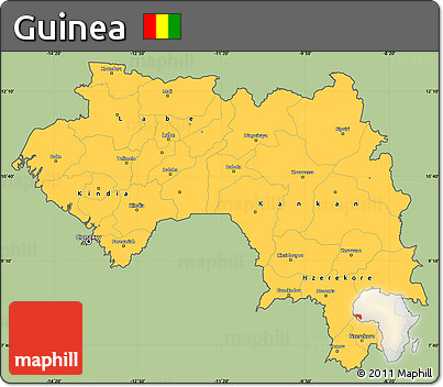 Savanna Style Simple Map of Guinea, cropped outside