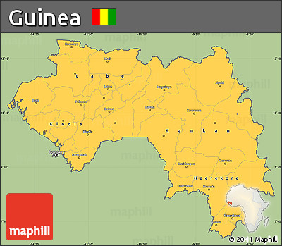 Savanna Style Simple Map of Guinea, cropped outside