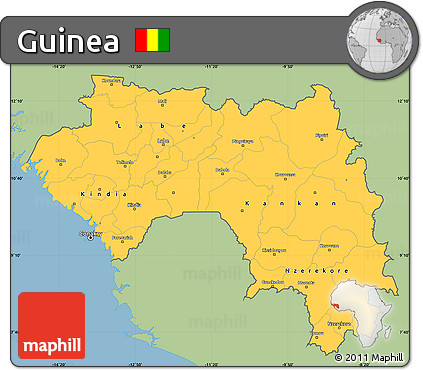 Savanna Style Simple Map of Guinea, single color outside
