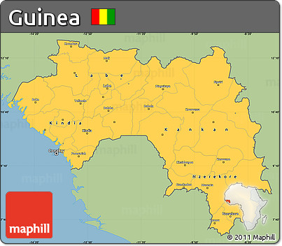 Savanna Style Simple Map of Guinea, single color outside