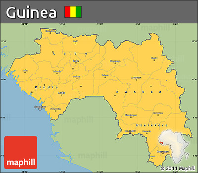 Savanna Style Simple Map of Guinea, single color outside