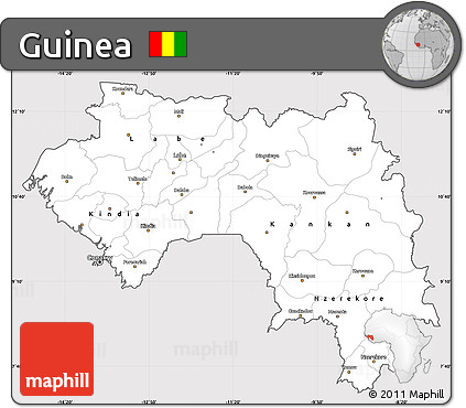 Silver Style Simple Map of Guinea, cropped outside