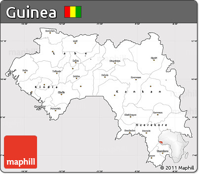 Silver Style Simple Map of Guinea, cropped outside