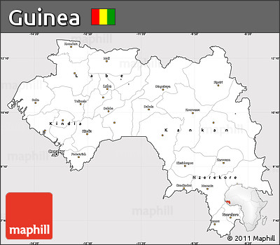 Silver Style Simple Map of Guinea, cropped outside