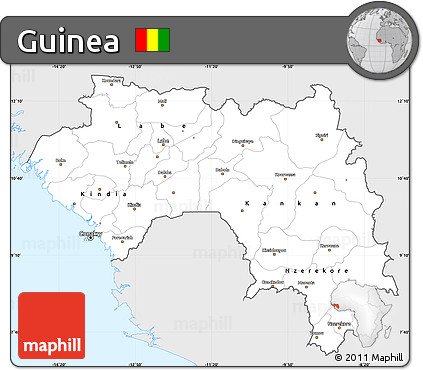 Silver Style Simple Map of Guinea, single color outside