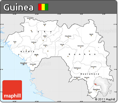 Silver Style Simple Map of Guinea, single color outside