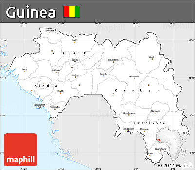 Silver Style Simple Map of Guinea, single color outside