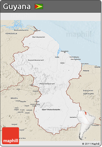 Classic Style 3D Map of Guyana