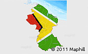 Flag 3D Map of Guyana, single color outside, bathymetry sea