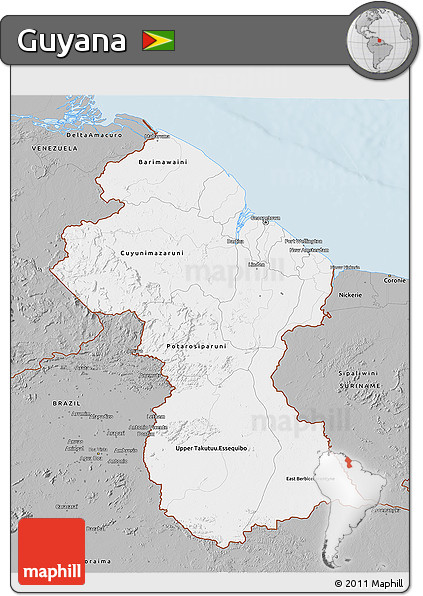 Gray 3D Map of Guyana