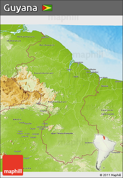 Physical 3D Map of Guyana