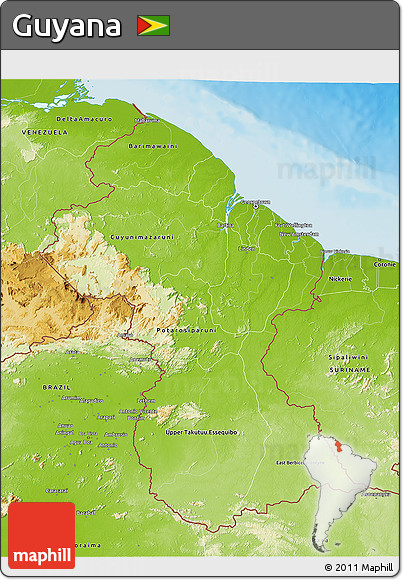 Physical 3D Map of Guyana