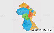 Political 3D Map of Guyana, cropped outside