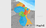 Political 3D Map of Guyana, desaturated, land only