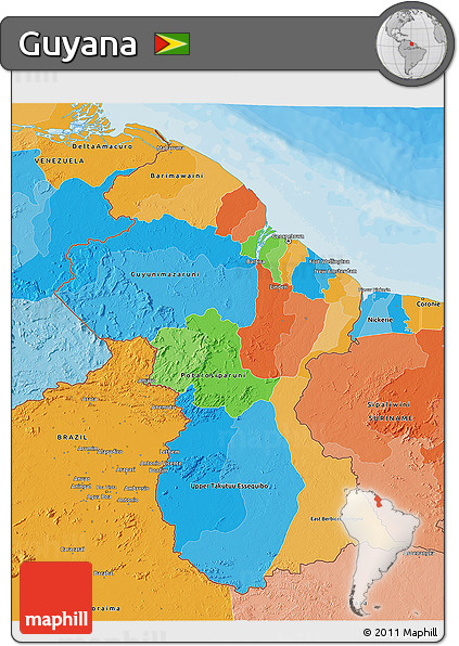 Political 3D Map of Guyana