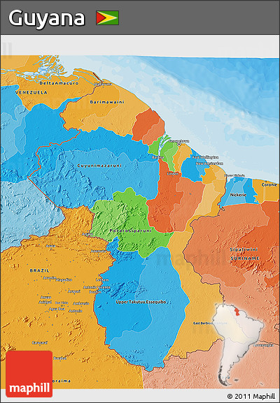 Political 3D Map of Guyana