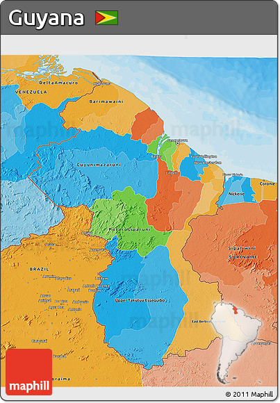 Political 3D Map of Guyana