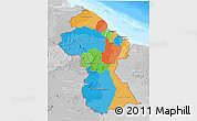 Political 3D Map of Guyana, lighten, desaturated, land only