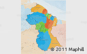 Political 3D Map of Guyana, lighten