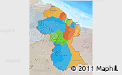 Political 3D Map of Guyana, lighten, semi-desaturated, land only