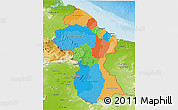 Political 3D Map of Guyana, physical outside