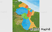 Political 3D Map of Guyana, satellite outside, bathymetry sea