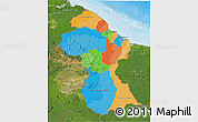 Political 3D Map of Guyana, satellite outside, bathymetry sea