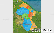 Political 3D Map of Guyana, satellite outside