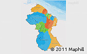 Political 3D Map of Guyana, single color outside