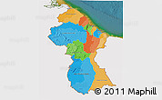 Political 3D Map of Guyana, single color outside, satellite sea