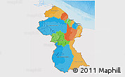 Political 3D Map of Guyana, single color outside, shaded relief sea