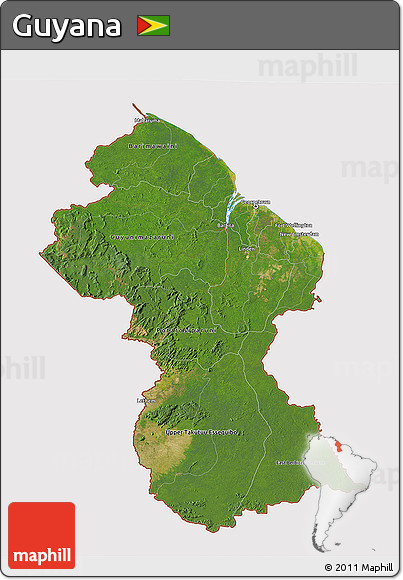 Satellite 3D Map of Guyana, cropped outside