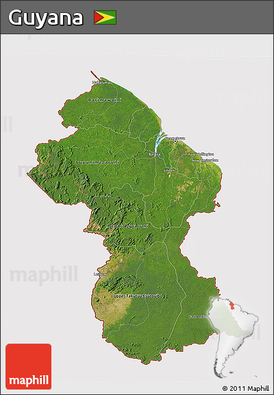 Satellite 3D Map of Guyana, cropped outside