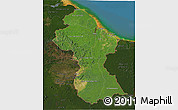 Satellite 3D Map of Guyana, darken, land only