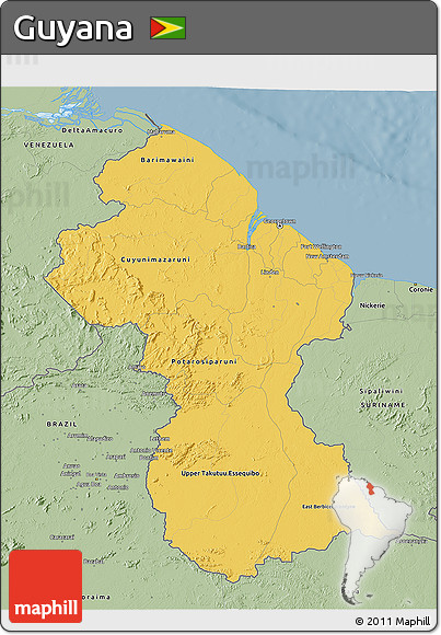 Savanna Style 3D Map of Guyana