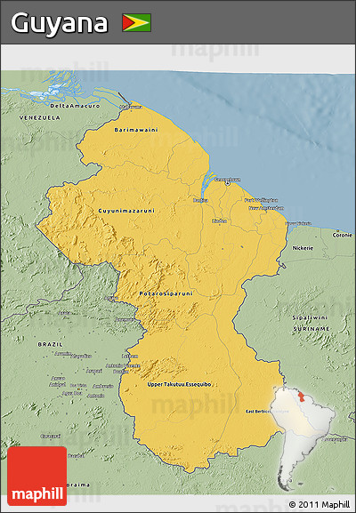 Savanna Style 3D Map of Guyana